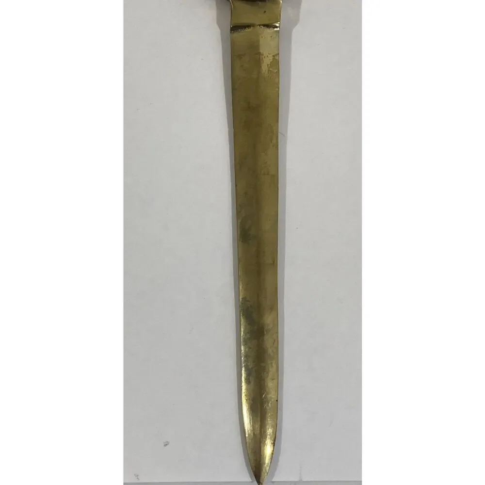 Vintage Brass Midcentury Pineapple Letter‎ Opener With Magnifying Glass 10.5”